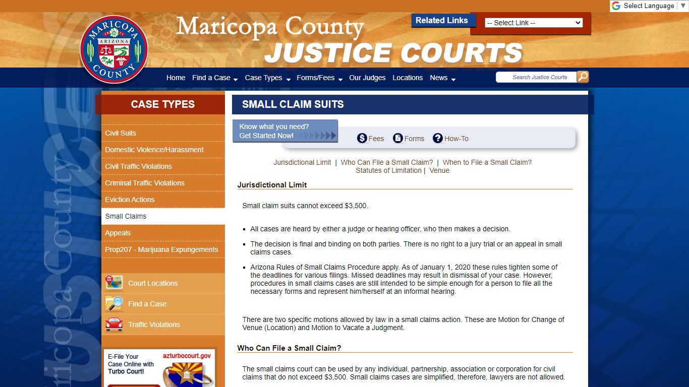 Small Claims - Maricopa County, Arizona